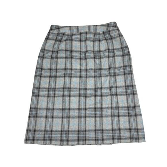 BROOKS BROTHERS Wool Plaid Button Front Wrap Skirt Sz 2 STRETCH PETITE - Picture 6 of 6